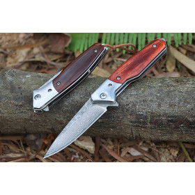 Damascus Steel Blade Fire Bird Folding Pocket Knife UD407710